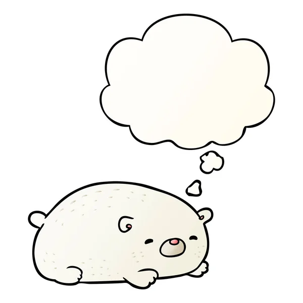 Cartone animato orso polare e bolla di pensiero in stile sfumato liscio — Vettoriale Stock