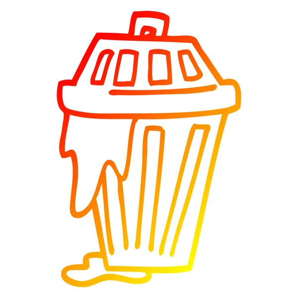 Linha gradiente quente desenho cartoon lixo bin — Vetor de Stock