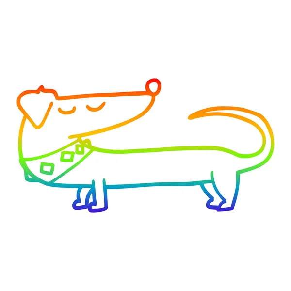 Arco iris gradiente línea dibujo dibujos animados perro — Archivo Imágenes Vectoriales