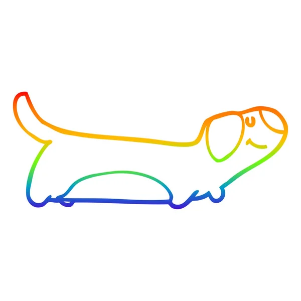 Arco iris gradiente línea dibujo dibujos animados perro — Vector de stock