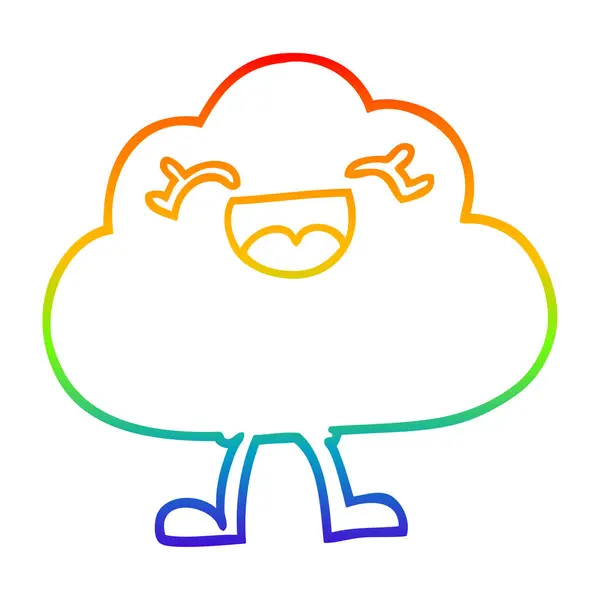 Gradient arc-en-ciel ligne dessin dessin animé temps expressif nuage — Image vectorielle