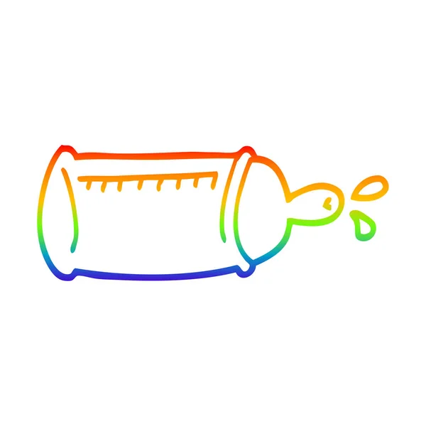 Duhový gradient čára kresba kreslená dětská láhev — Stockový vektor