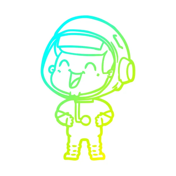 Linea gradiente freddo disegno felice astronauta cartone animato — Vettoriale Stock