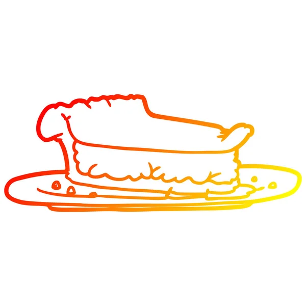 Linea gradiente caldo disegno Cartoon meat pie — Vettoriale Stock