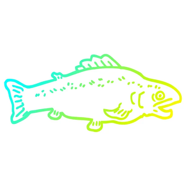 Linha gradiente frio desenho desenhos animados peixe grande —  Vetores de Stock
