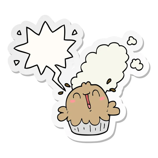 Leuke cartoon Pie en toespraak bubble sticker — Stockvector