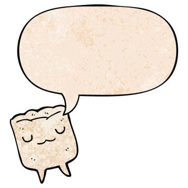 retro doku tarzında karikatür diş ve konuşma balonu