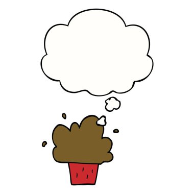karikatür cupcake ve düşünce balonu