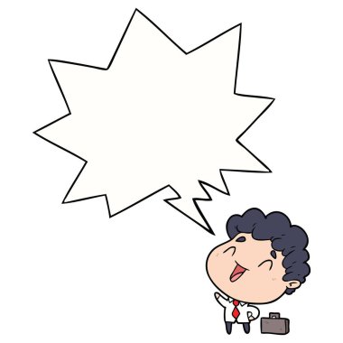 sevimli karikatür işadamı ve konuşma balonu