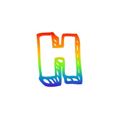 gökkuşağı degrade çizgi çizim karikatür harfi h