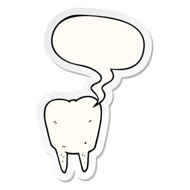 karikatür diş ve konuşma kabarcık etiket