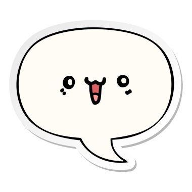 mutlu karikatür yüz ve konuşma kabarcık etiket