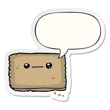 karikatür bisküvi ve konuşma kabarcık etiket