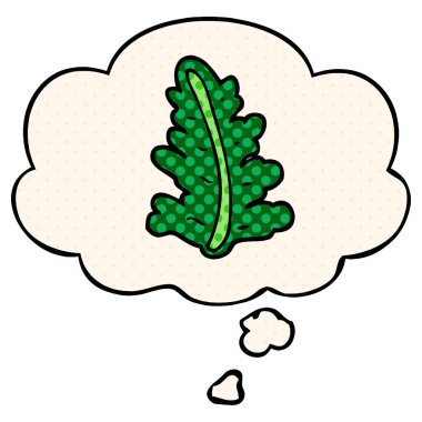 çizgi roman tarzında çizgi film yaprağı ve düşünce balonu