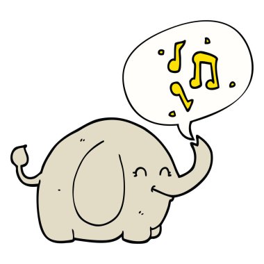 karikatür fil ve konuşma balonu trompet