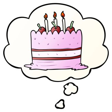 karikatür pasta ve pürüzsüz degrade tarzında düşünce balonu