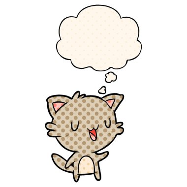 çizgi film mutlu kedi ve çizgi roman tarzında düşünce balonu