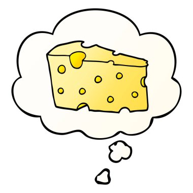 karikatür peynir ve pürüzsüz degrade tarzında düşünce balonu