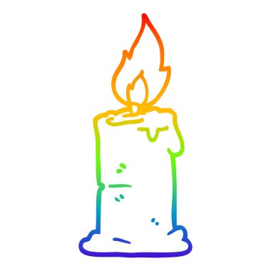 gökkuşağı degrade çizgi çizim karikatür yanan mum