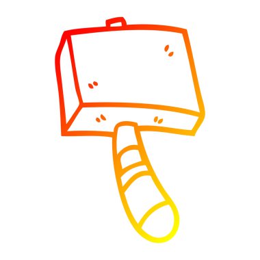 sıcak degrade çizgi çizim karikatür ahşap çekiç