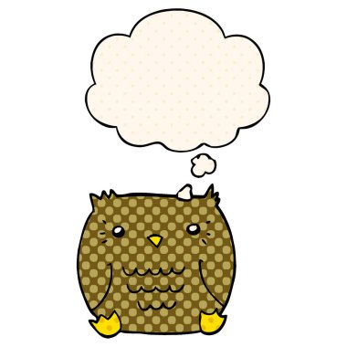 çizgi film baykuş ve çizgi roman tarzında düşünce balonu