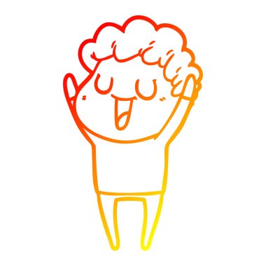 sıcak degrade çizgi çizim gülen karikatür adam