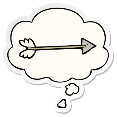 karikatür ok ve basılı bir etiket olarak kabarcık düşünce