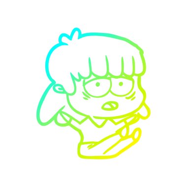 soğuk degrade çizgi çizim karikatür yorgun kadın