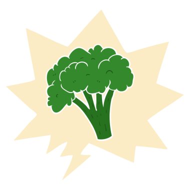 retro tarzıkarikatür brokoli ve konuşma balonu