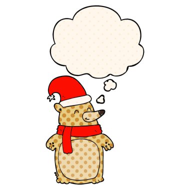 çizgi roman tarzında karikatür noel ayı sıcayı ve düşünce balonu