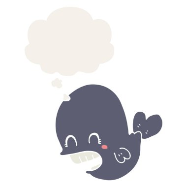 retro tarzında karikatür balina ve düşünce balonu