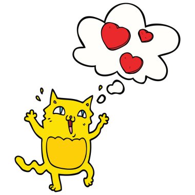 çizgi film kedi aşk ve düşünce balonu deli