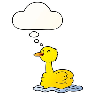 çizgi film ördek ve pürüzsüz degrade tarzında düşünce balonu