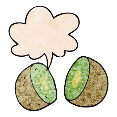 retro doku tarzında karikatür kivi ve konuşma balonu