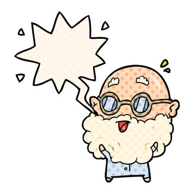 sevimli karikatür komik kitap s yaşlı adam ve konuşma balonu şaşırttı