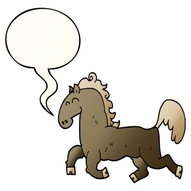 düzgün degrade tarzında karikatür aygır ve konuşma balonu