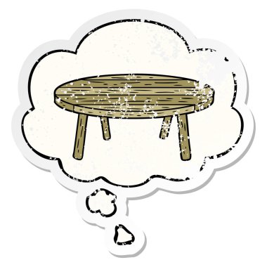 karikatür tablo ve sıkıntılı yıpranmış etiket olarak kabarcık düşünce