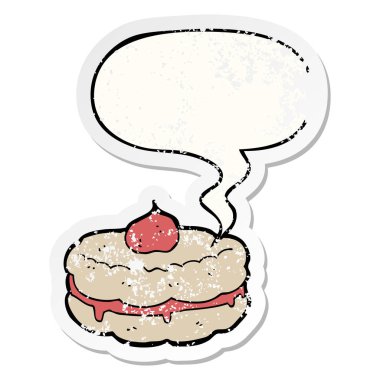 karikatür bisküvi ve konuşma balonu sıkıntılı etiket