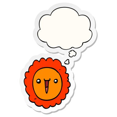 karikatür ayçiçeği ve baskılı bir etiket olarak kabarcık düşünce