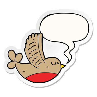 karikatür kuş ve konuşma kabarcık etiket