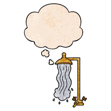 karikatür duş ve grunge doku desen stil düşünce balonu