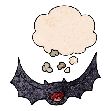 karikatür yarasa ve grunge doku desen tarzında kabarcık düşünce