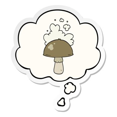 spor bulut ve bir printe olarak düşünce balonu ile karikatür mantar