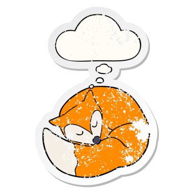 karikatür uyuyan tilki ve sıkıntılı yıpranmış sti olarak kabarcık düşünce