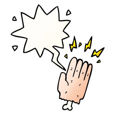 karikatür sihirli halloween zombi el ve konuşma balonu pürüzsüz 