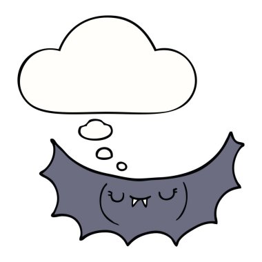 karikatür vampir yarasa ve düşünce balonu