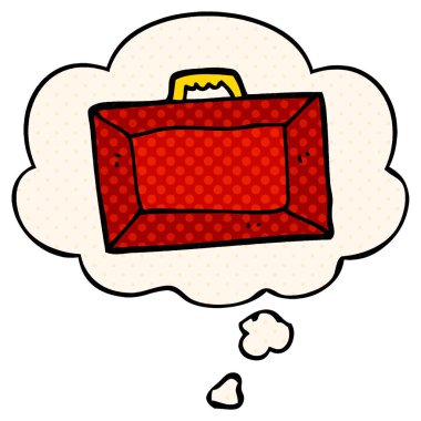 çizgi film çantası ve çizgi roman tarzında düşünce balonu