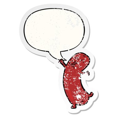 çizgi film dans sosis ve konuşma balonu sıkıntılı etiket