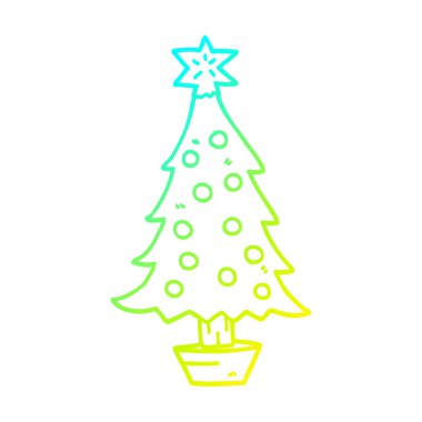 soğuk degrade çizgi çizim karikatür noel ağacı