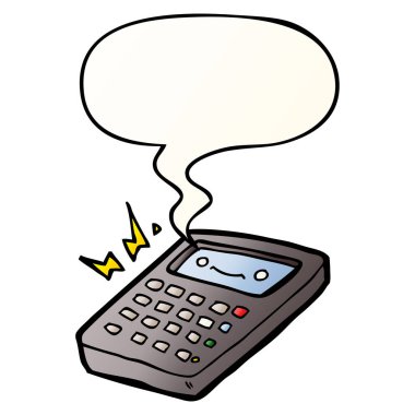 düzgün degrade tarzında karikatür hesap makinesi ve konuşma balonu